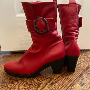 Arche Shoes-Red Leather Heel Booties